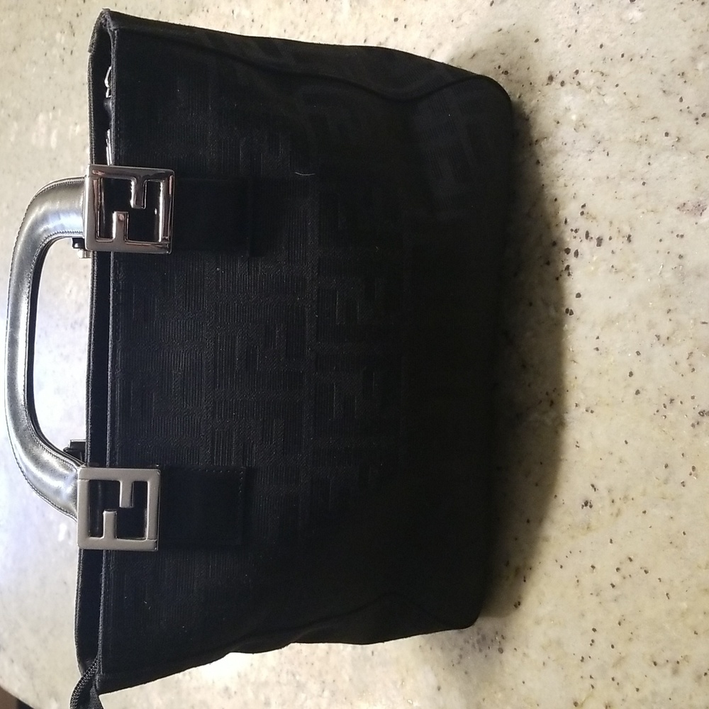 FENDI Black On Black With Silver Hardwear. EUC. Corners Very Good.